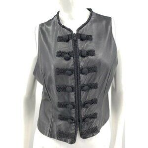 Tannery West Black Leather Vest Womens Size Small Zippered